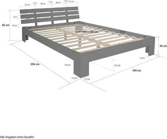 Produktbild Homestyle4u Doppelbett Holzbett Futonbett (180 x 200 cm)