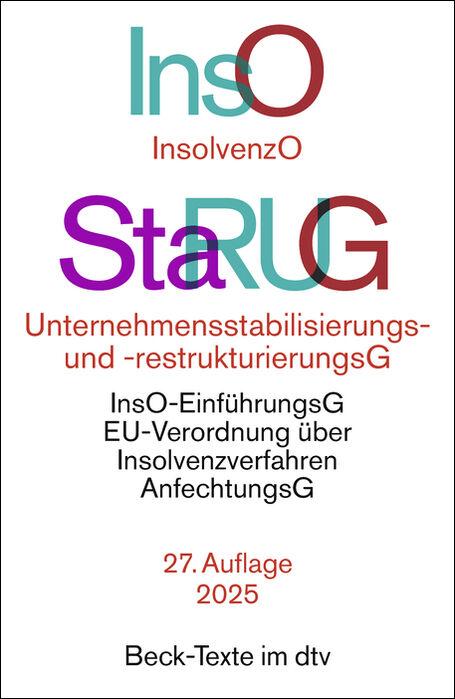 Produktbild Insolvenzordnung / Unternehmensstabilisierungs- und -restrukturierungsgeset (Deutsch, Reinhard Bork, 2025)
