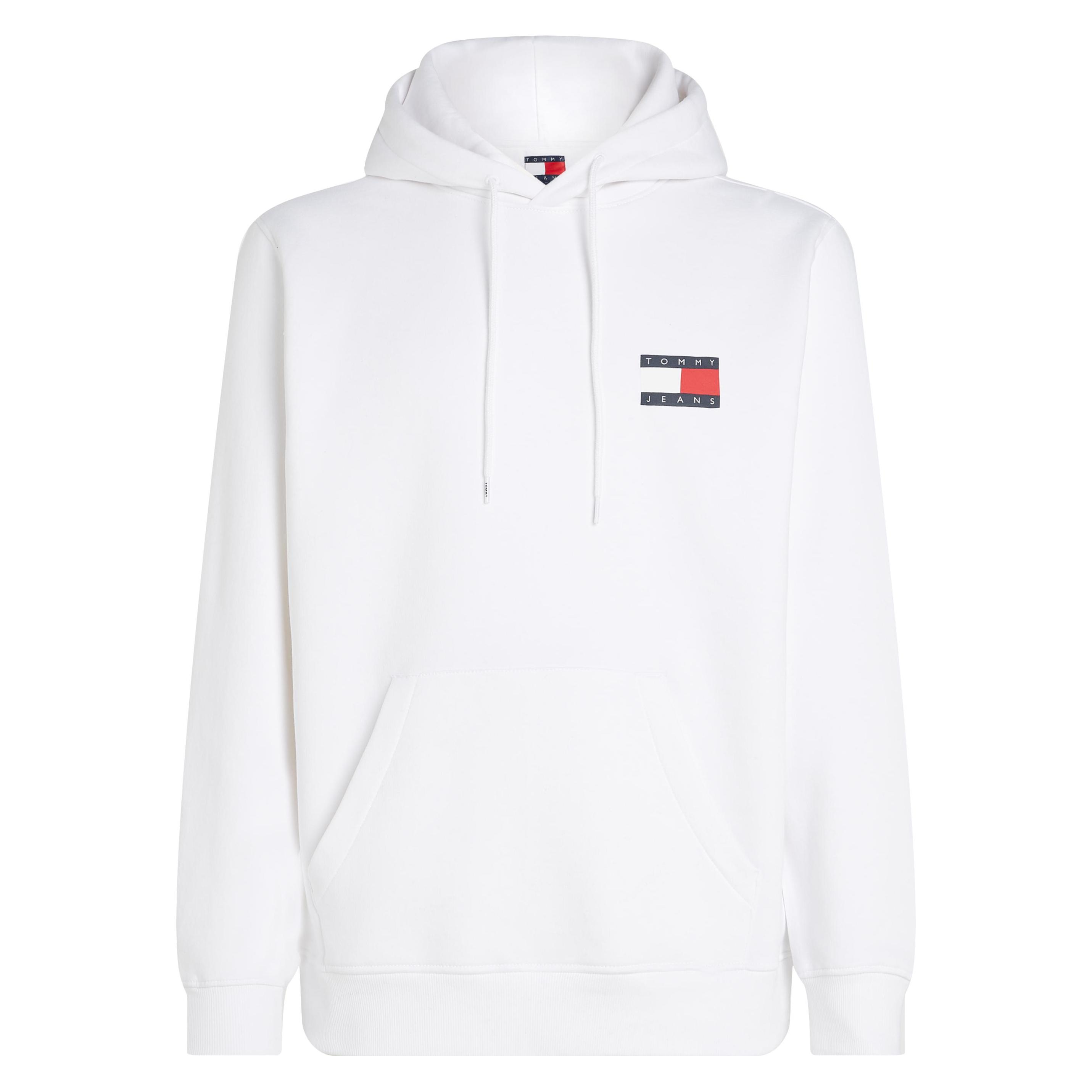 Tommy Hilfiger, Herren, Pullover, Tommy Jeans Tjm Reg Essential Flag Hood Ext, Weiss, (M)
