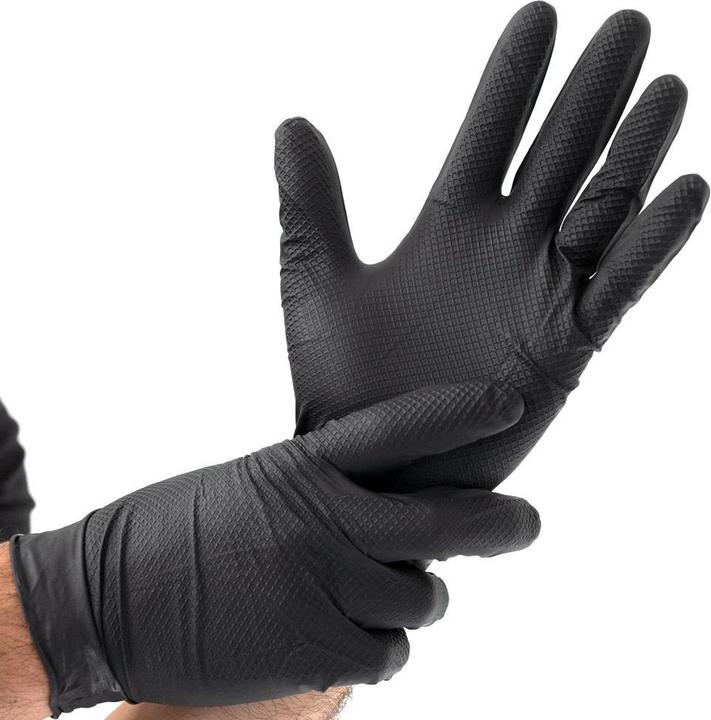 Actual product image Hygostar Nitrile glove ""POWER GRIP"", XL, black powder-free, length: 240 mm, ambidextrous, inside (XL)