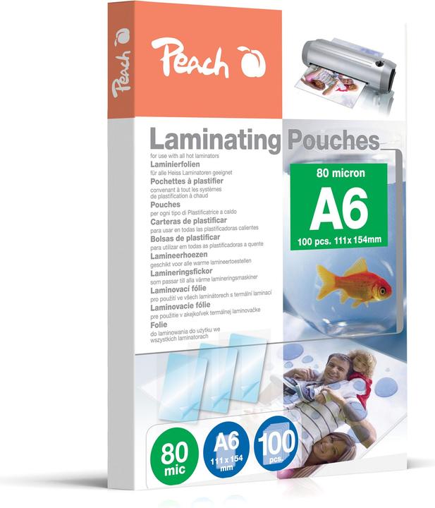 Actual product image Peach Laminating film A6 80 mic A6, 420 µm, 100 pieces, Glossy (A6, 100 pcs., 80 µm)