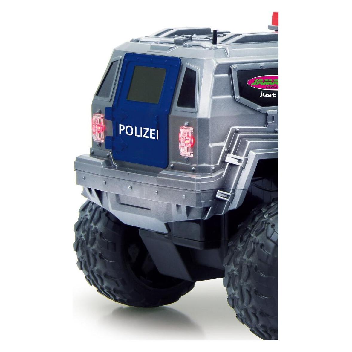 Auto Telecomandata Polizia Muakiz - 2.4GHz, Luci Blu/Rosse, Batteria Ricaricabile, 15 Km/h, Per Bambini 3-9 Anni