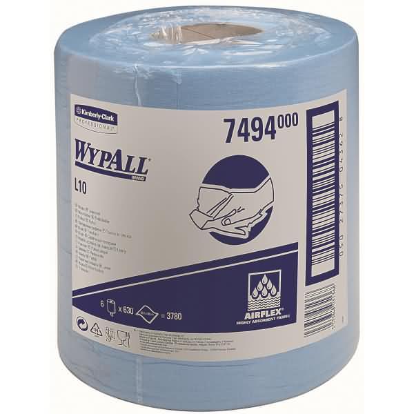 Image du produit Kimberly-Clark Clark Essuyeurs WYPALL L10 AIRFLEX bleu (KC 7494) 1 pli en AIRFLEX, Prélèvement centralisé (6 pcs)