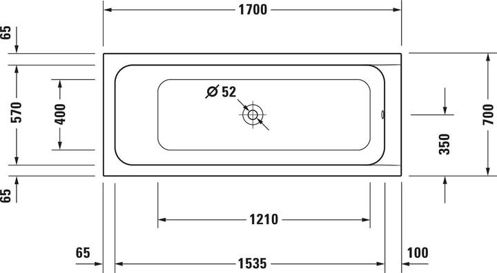 Actual product image Duravit Rectangular bathtub moulded body bath D-Code 70 x 170 cm white smooth 7000970000000 (110 l, 170 cm, 70 cm)