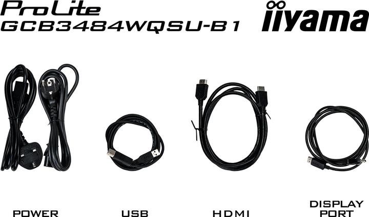 Actual product image iiyama 86.4cm (34") GCB3484WQSU-B1 21:9 2xHDMi+2xDP+USB-C (3440 x 1440 pixels, 34")