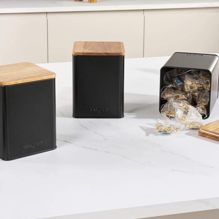 Actual product image Salter BW129001EU7 Toronto 4-Piece Bread Bin & Canister Set - Black