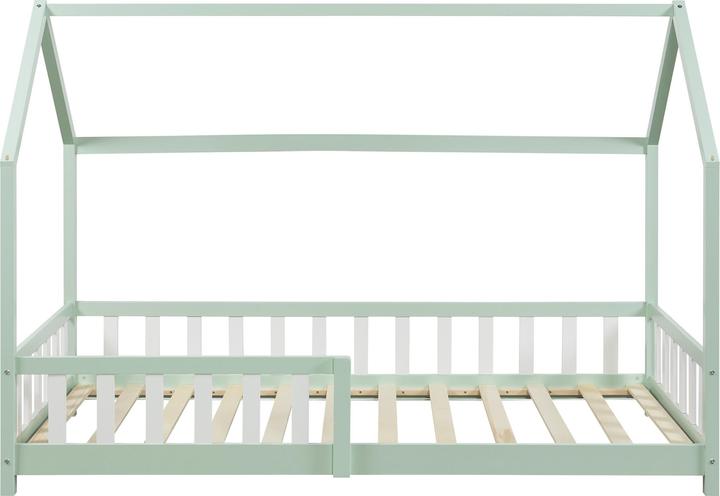 Produktbild En.Casa Hausbett Hesel mit Matratze und Rausfallschutz 90x200cm Mintgrün (90 x 200 cm)