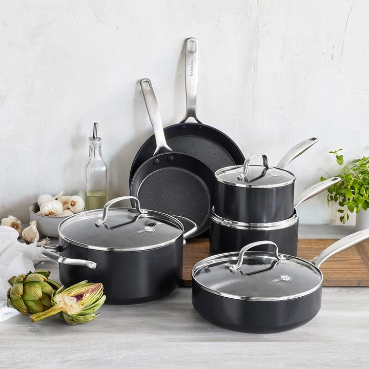Produktbild Greenpan Copenhagen Kookpot met keramische antikleeflaag met deksel 24cm (Kochtopf, Stielkasserolle, Aluminium)