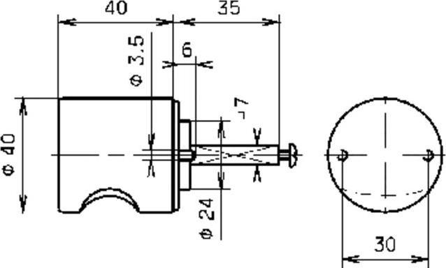 Actual product image Heusser Blindolive 3418 white Ø40mm 7x35mm (Door handle)