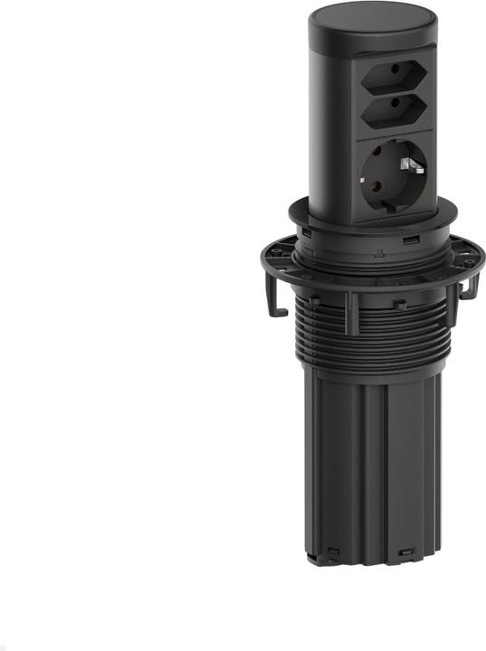 Productafbeelding Bachmann ELEVATOR 2 versenkbare Einbausteckdose 3-fach, 1x CEE7/3, 2x Euro, Schw... (3x, CEE 7/16, CEE 7/3, CEE 7/4, CEE 7/5, 2 m)