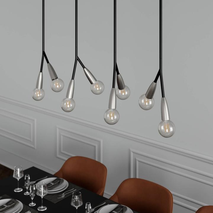 Actual product image Lucande Carlea 8 pendant light Black/Nickel (E27)