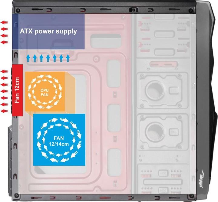 Productafbeelding Akyga ak995bk PC "ATX Nero Midi Tower Zwart (ATX, mATX, Mini-ITX)
