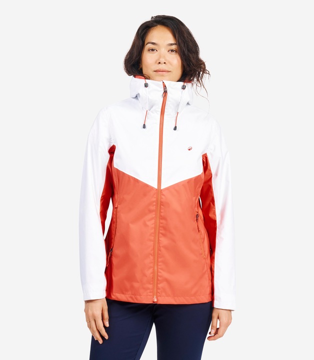 Tribord Women’s sailing waterproof jacket - Sailing 100 white orange