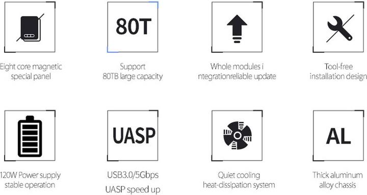 Immagine prodotto Renkforce RF-6647854 8.9 cm (3.5 Zoll) Festplattengehäuse 8 Bay 3.5 Zoll USB-A (