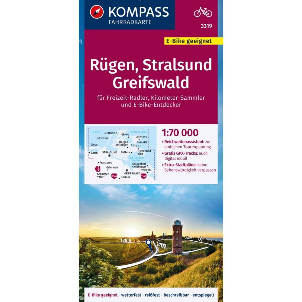 Fahrradkarte 3319 Rügen, Stralsund, Greifswald 1:70.000, Landkarte