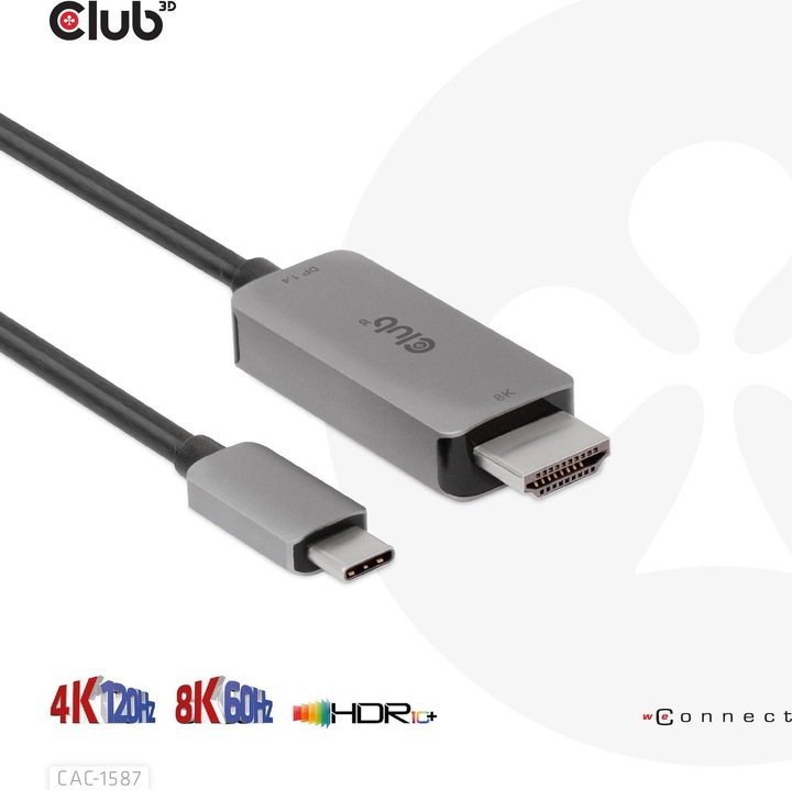 Produktbild Club 3D HDMI (Typ A) — USB C (3 m, HDMI, USB Typ C)
