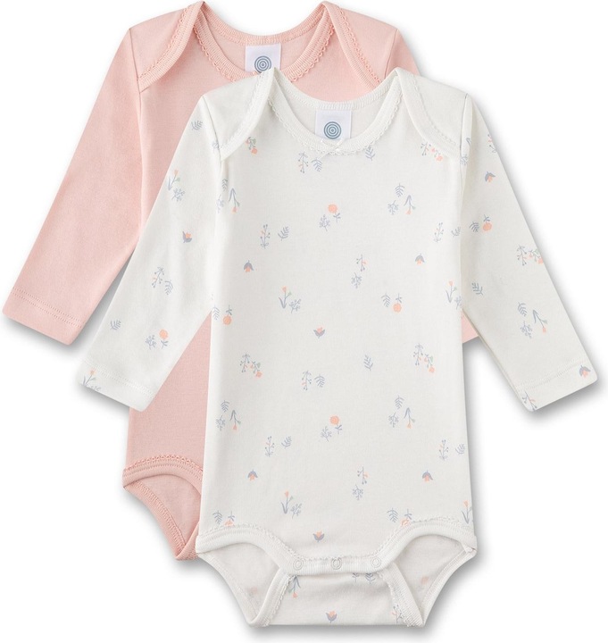 Sanetta Body 2er Pack langarm und Weiss mit Blumen (68)
