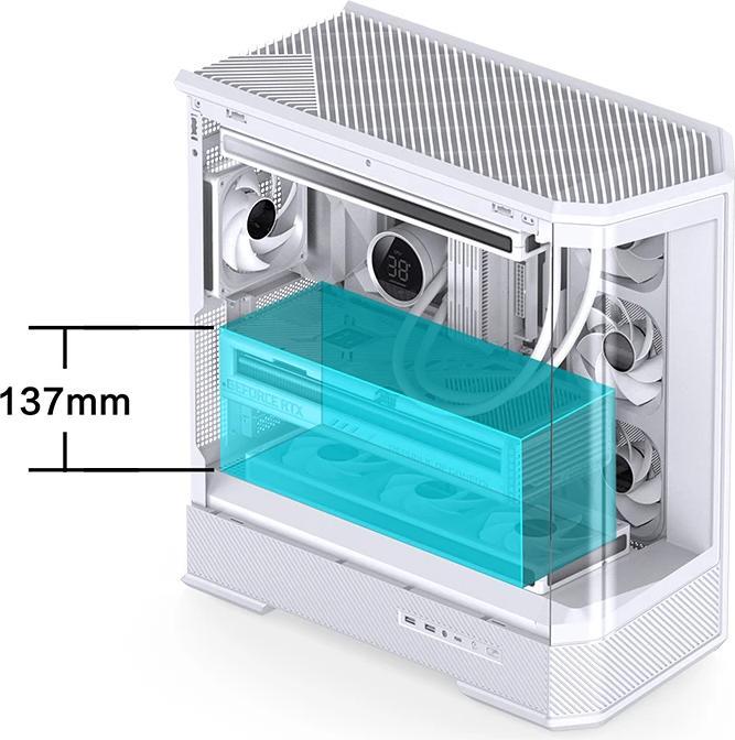 Produktbild Jonsbo D400 PC-Gehäuse, Midi Tower, ATX, Tempered Glass - weiss (ATX, mATX, Mini-ITX)