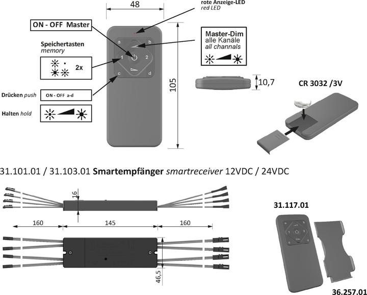 Produktbild Halemeier 4-Kanal Funkschalter/Dimmer 4-Mitter Smart Set