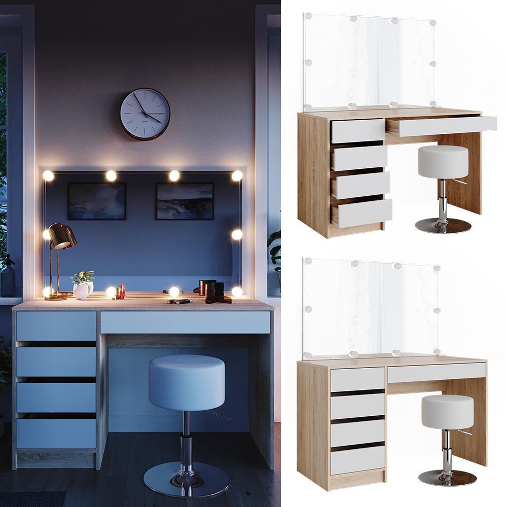 Thumbnail - Vicco, Schminktisch, Sherry mit Hocker und Beleuchtung (55 x 75 x 120 cm)