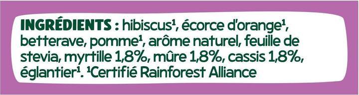 Valori nutrizionali e ingredienti Elephant Infuso Myrtille Múre Cassis (40 g)