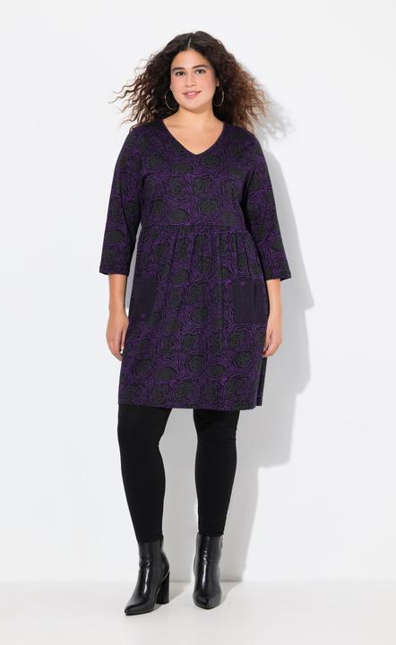 Produktbild Ulla Popken Longshirt, A-Linie, Blumendruck, 3/4-Ärmel (56)