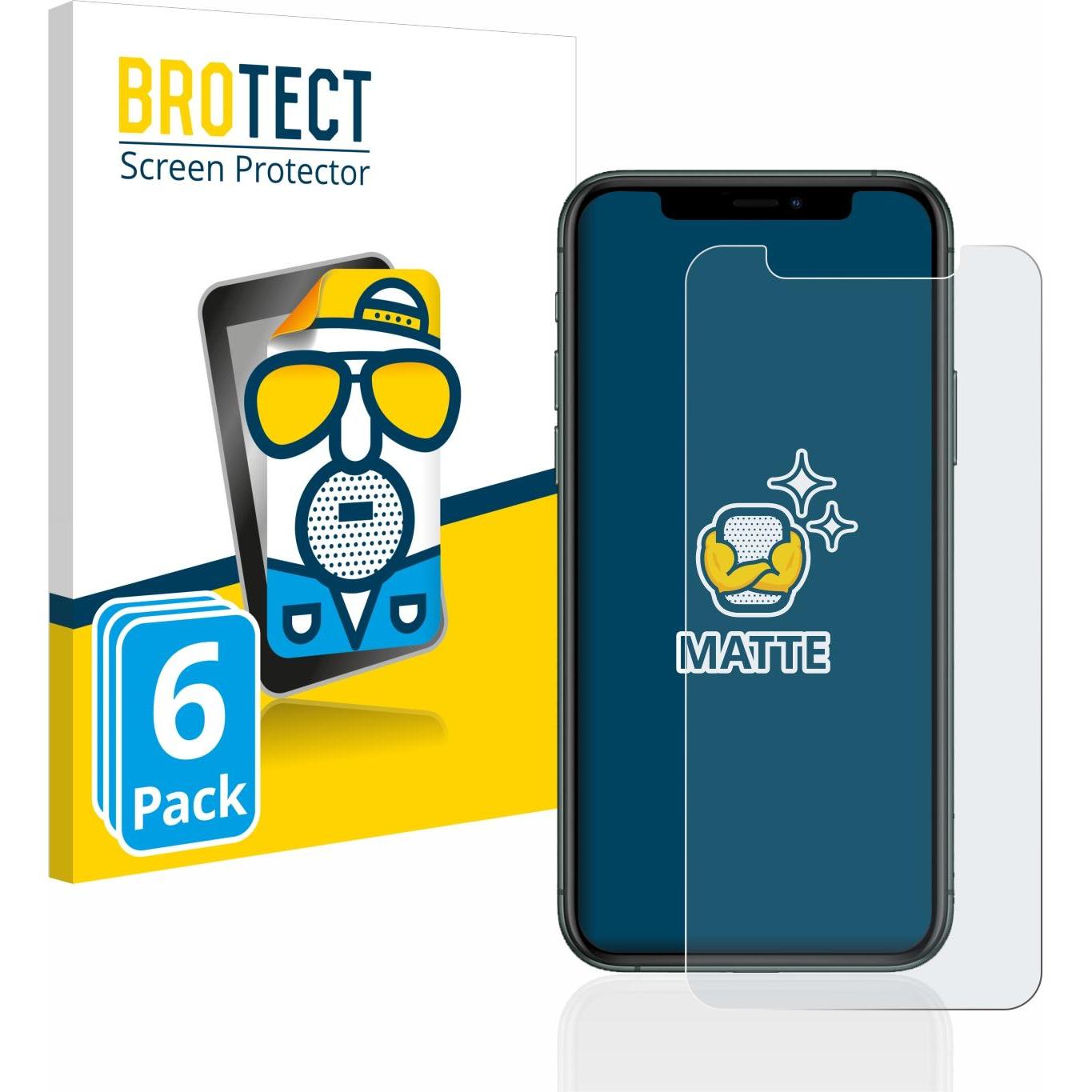 BROTECT Entspiegelungs-Schutzfolie Displayschutz Matt (6 Stück, Apple iPhone 11 Pro), Smartphone Schutzfolie, Grau