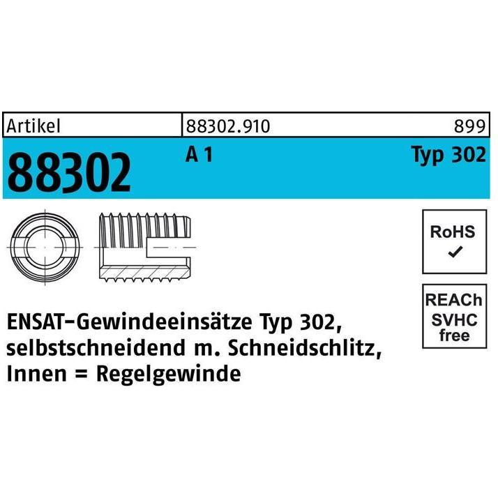 Ensat, Gewindeschneider + Gewindebohrer, Gewindeeinsatz R 88302 Typ 302 M 8 x 15 A 1