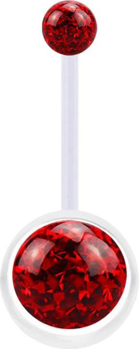 Produktbild Star Piercing Banane transparent mit zwei Kristall Kugeln rot Epoxy Schutzschicht (ohne Messing, Kunststoff)