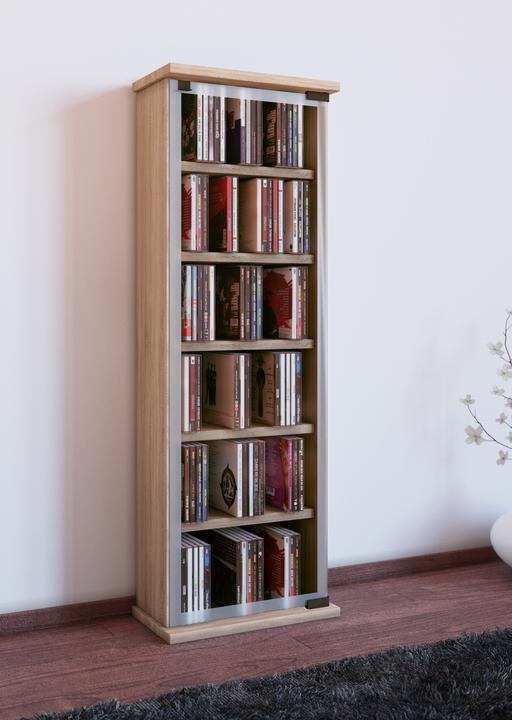 Produktbild VCM Holz CD DVD Stand Regal Classic mit Glastür (31 x 18 x 92 cm)