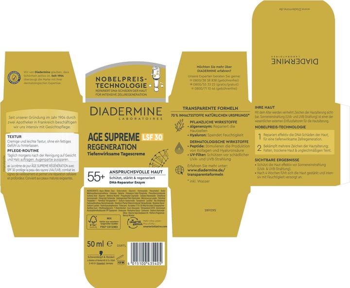 Actual product image Diadermine Day Cream Age Supreme Wrinkle Expert 3D 50 ml (50 ml, Day cream, SPF 30)
