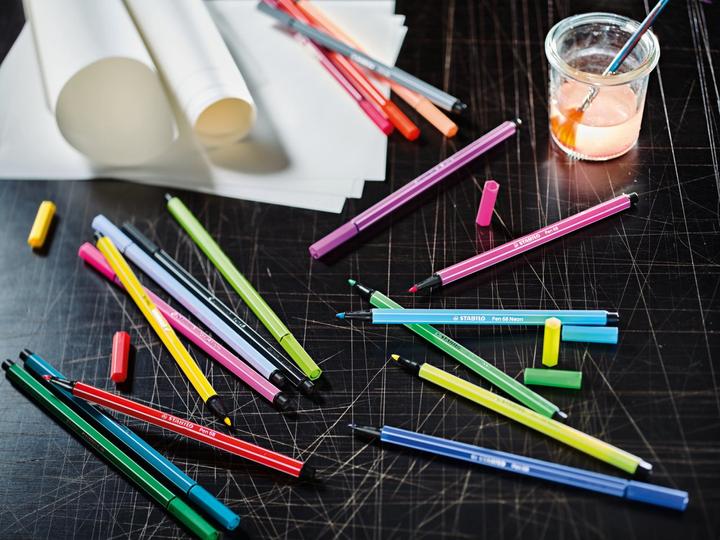 Actual product image STABILO Premium felt tip pen - Pen 68 - ARTY - pack of 30 - with 30 different colours (Multicoloured, 30 x)