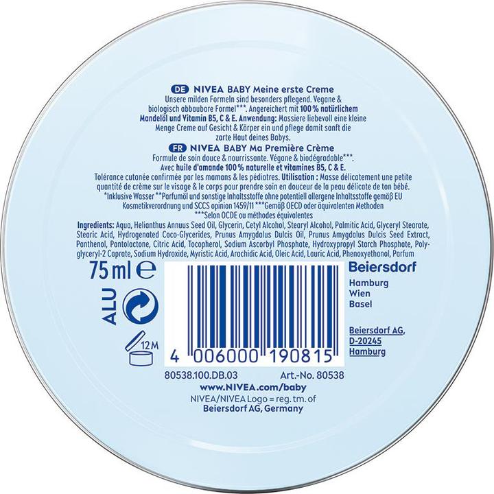 Nutritional values and ingredients NIVEA Meine Erste Creme