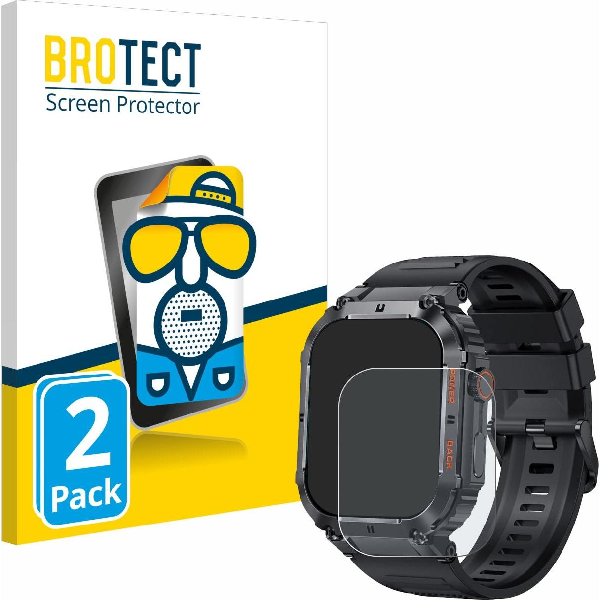 BROTECT Entspiegelungs-Schutzfolie Displayschutz Matt, Smartwatch Schutzfolie, Schwarz