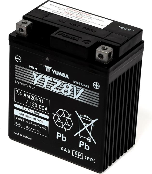 Yuasa AGM Motorradbatterie 12V 7.4Ah 120A (12 V, 7.40 Ah, 120 A)
