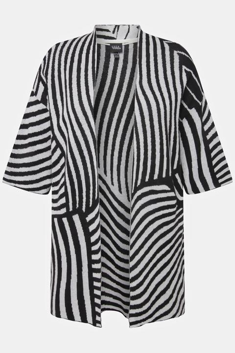 Produktbild Ulla Popken Strickjacke, Jacquard-Feinstrick, Stehkragen, Halbarm (60)