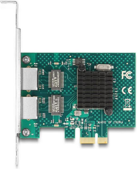 Image du produit Delock Carte PCI Express x1 vers 2 x RJ45 Gigabit LAN BCM (PCI-E x1)