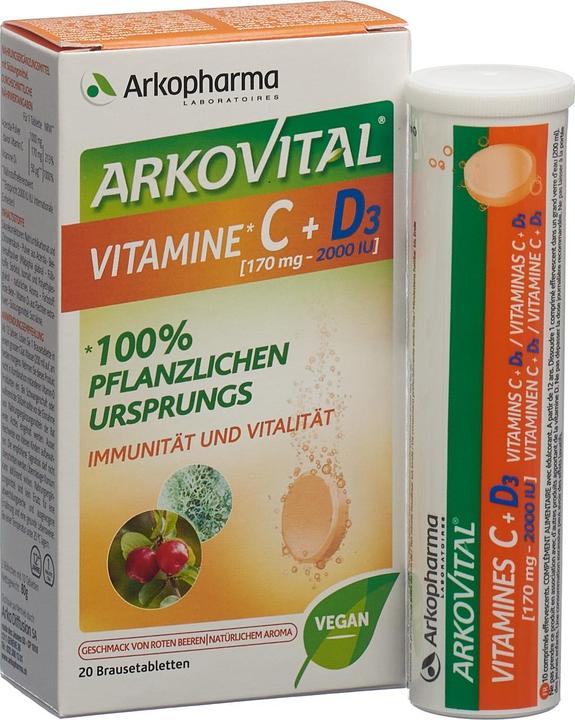 Actual product image Arkopharma Vitamin C + D3 (20 Piece, Effervescent tablet, 114 g)