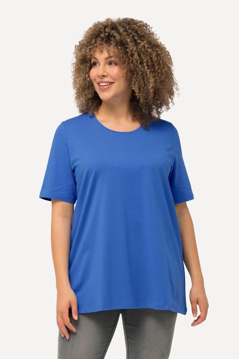 Image du produit Ulla Popken T-shirt en coton bio. Col rond et manches courtes. Coupe évasée (60)