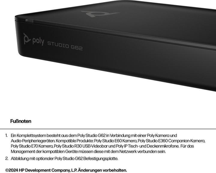 Produktbild HP Poly G62 VCS wMNT No localization codec with mounting plate kit