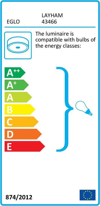 Energie-Label EGLO Deckenleuchte LAYHAM 4x E27, Braun/Schwarz (E27)