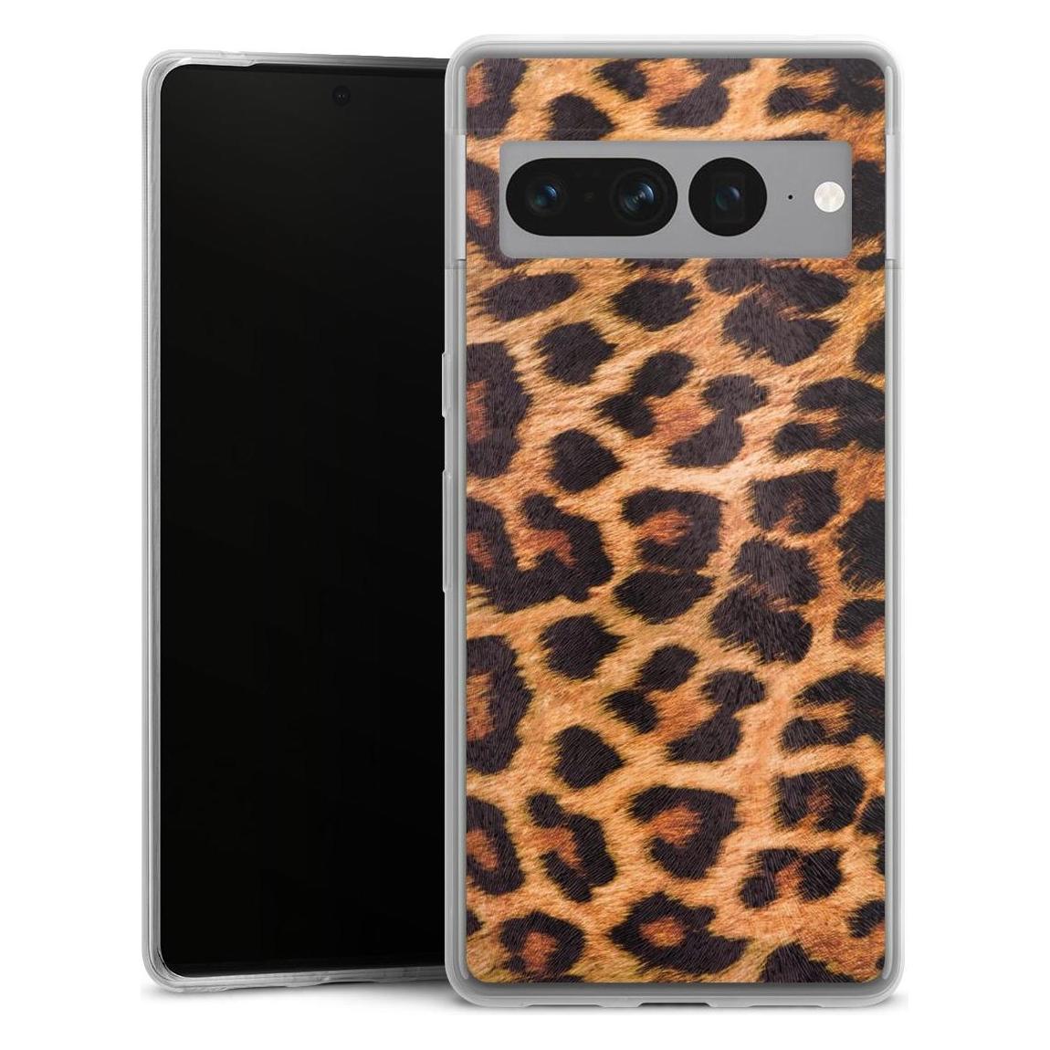 DeinDesign Slim Case Für Google Pixel 7 Pro Silikon Hülle Ultra Dünn Handyhülle Animalprint Fell Leopard (Google Pixel 7 Pro), Smartphone Hülle,