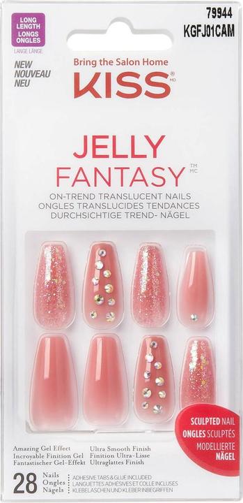 Produktbild KISS Nails - Jelly Fantasy Nail Be Jelly (Kunstnägel, Rot, Braun)