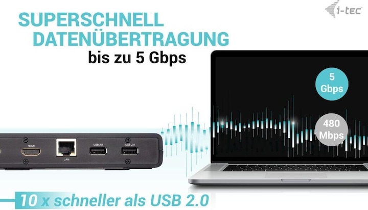 Produktbild i-tec USB 3.0 / USB-C / Thunderbolt Dual Display Docking Station + Power Delivery 100W (USB-C, 12 Ports)