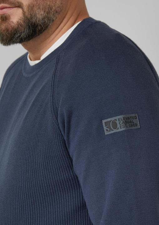 Produktbild s.Oliver Strickpullover Baumwollpullover mit Raglanärmeln und Logo-Patch (5XL)