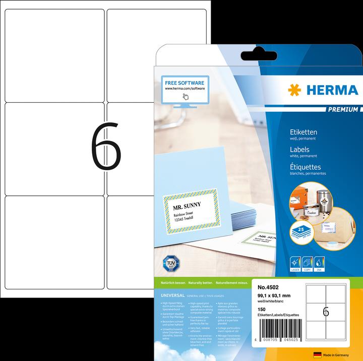 Actual product image Herma Universal labels A4