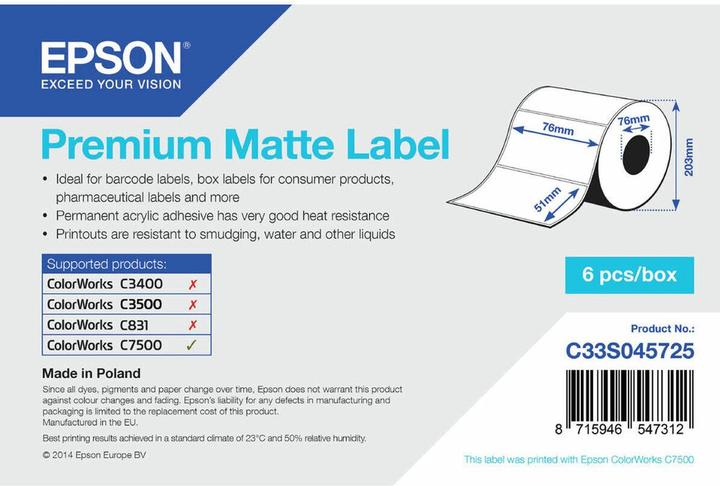 Epson Premium Matte Label (7.60 cm)