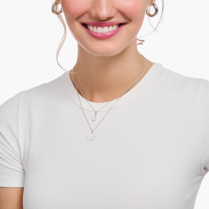 Produktbild Thomas Sabo Kette mit Pfoten-Anhänger und weissen Steinen Silber (925er Silber, 38 - 45 cm)