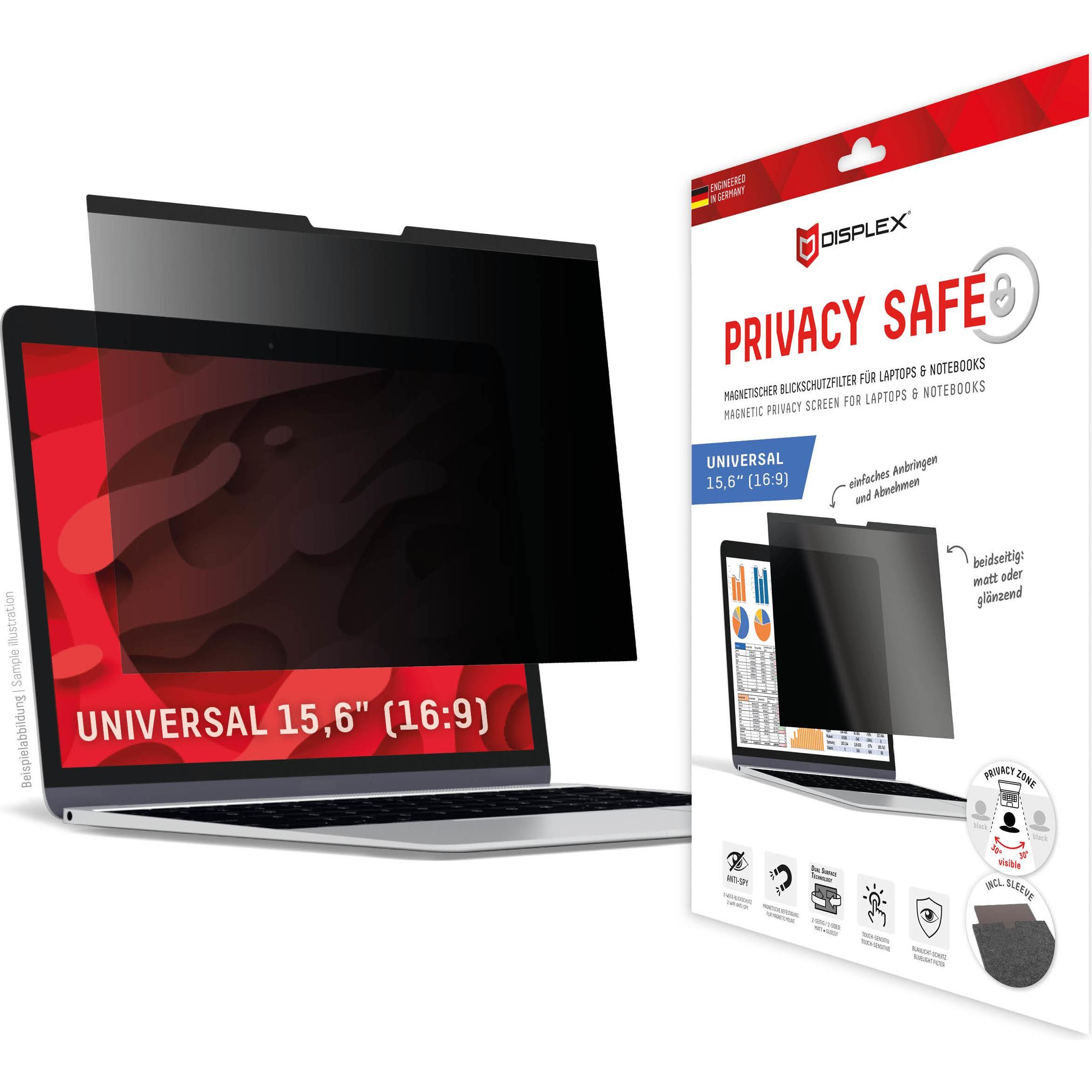 Thumbnail - Displex Privacy Safe, Laptop Blickschutzfilter (15.60", 16 : 9), Notebook Schutzfolie