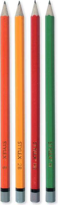 Image du produit Stylex Crayons 4 pièces sans gomme FSC 26015 (2B, B, H, HB, 4x)